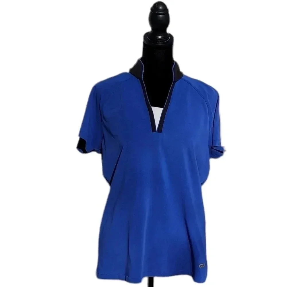 Annika Cutter & Buck Womens Blue & Black/ White Blouse Medium
